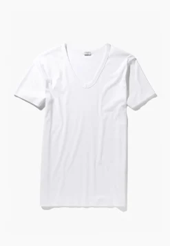 Homme Zimmerli Business ClassT-Shirt à manches courtes col en V - white