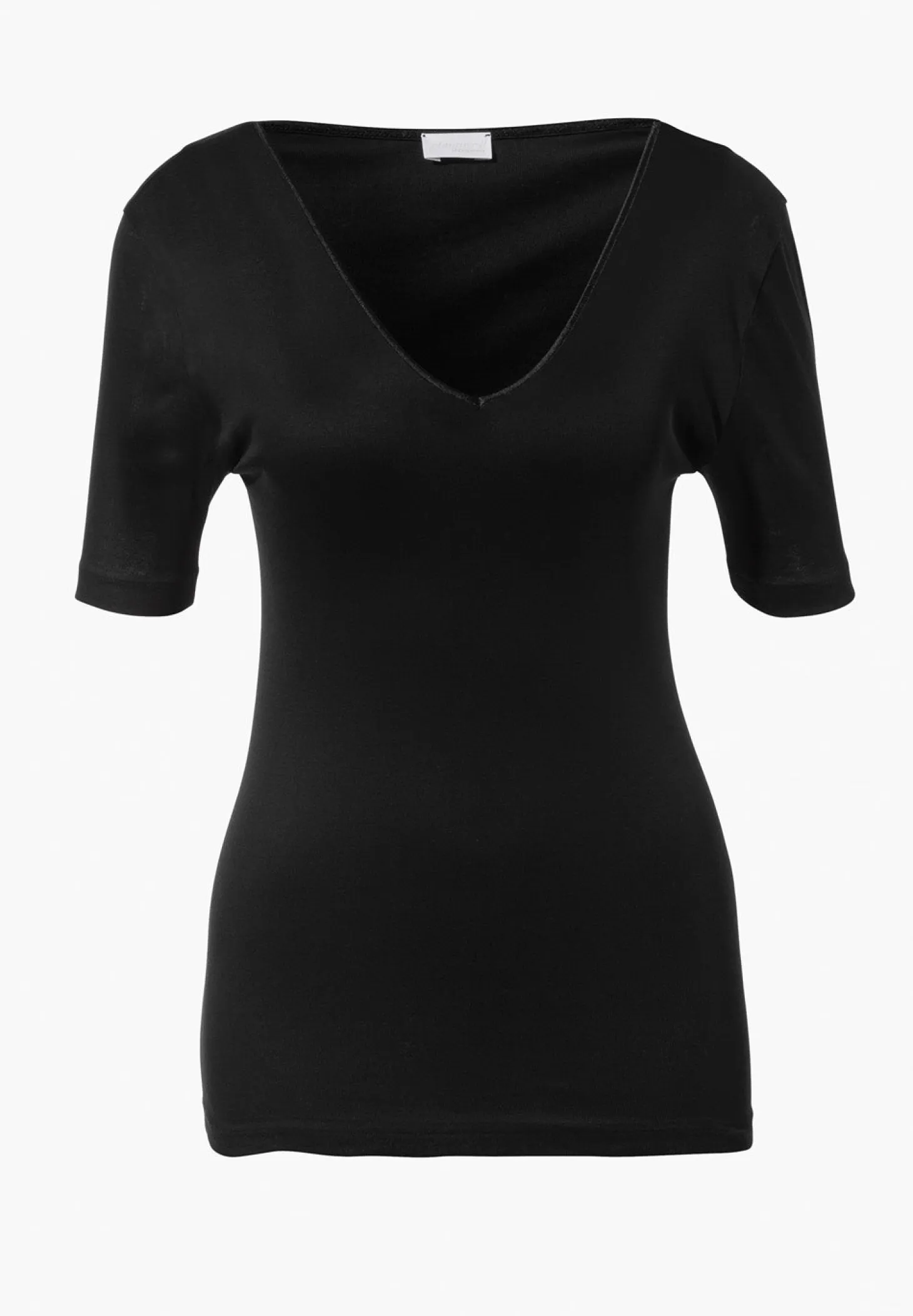 Femme Zimmerli Cotton de LuxeT-Shirt à manches courtes col en V - black