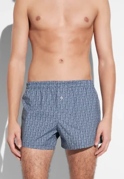 Homme Zimmerli Cotton Poplin PrintBoxer Shorts - mini geo batic