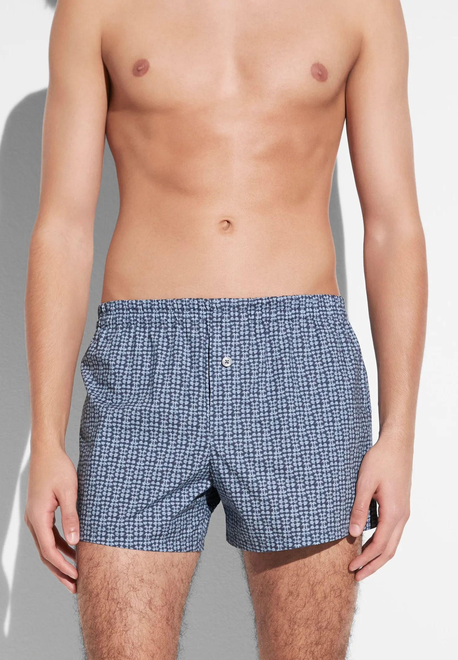 Homme Zimmerli Cotton Poplin PrintBoxer Shorts - mini geo batic