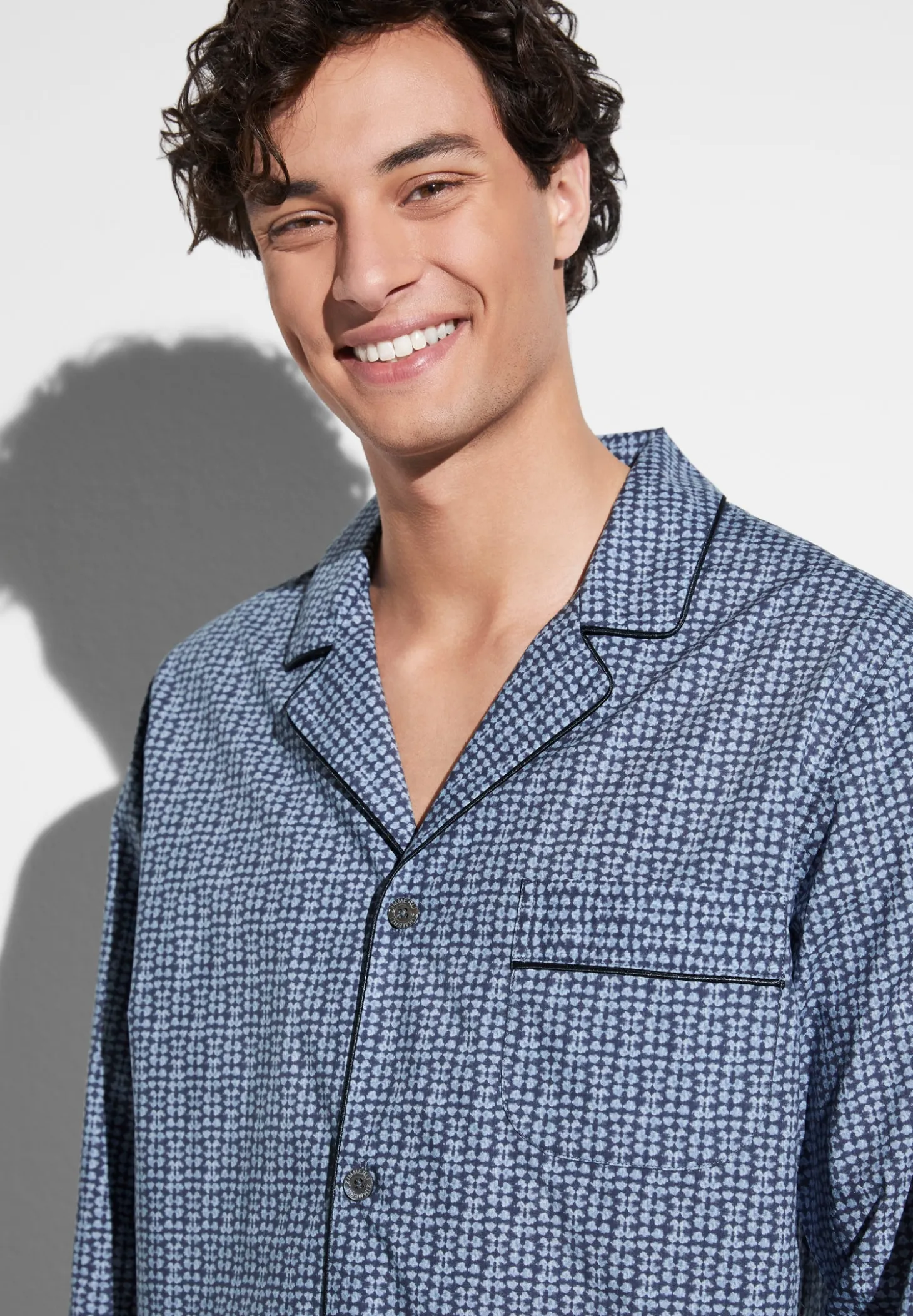 Homme Zimmerli Cotton Poplin PrintPyjama longues - mini geo batic