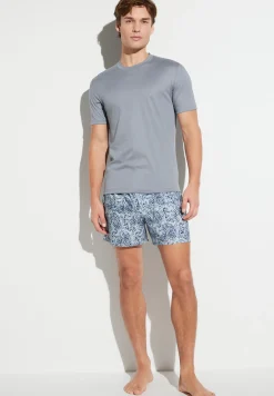 Homme Zimmerli Cotton Sateen PrintBoxer Shorts - paisley blue