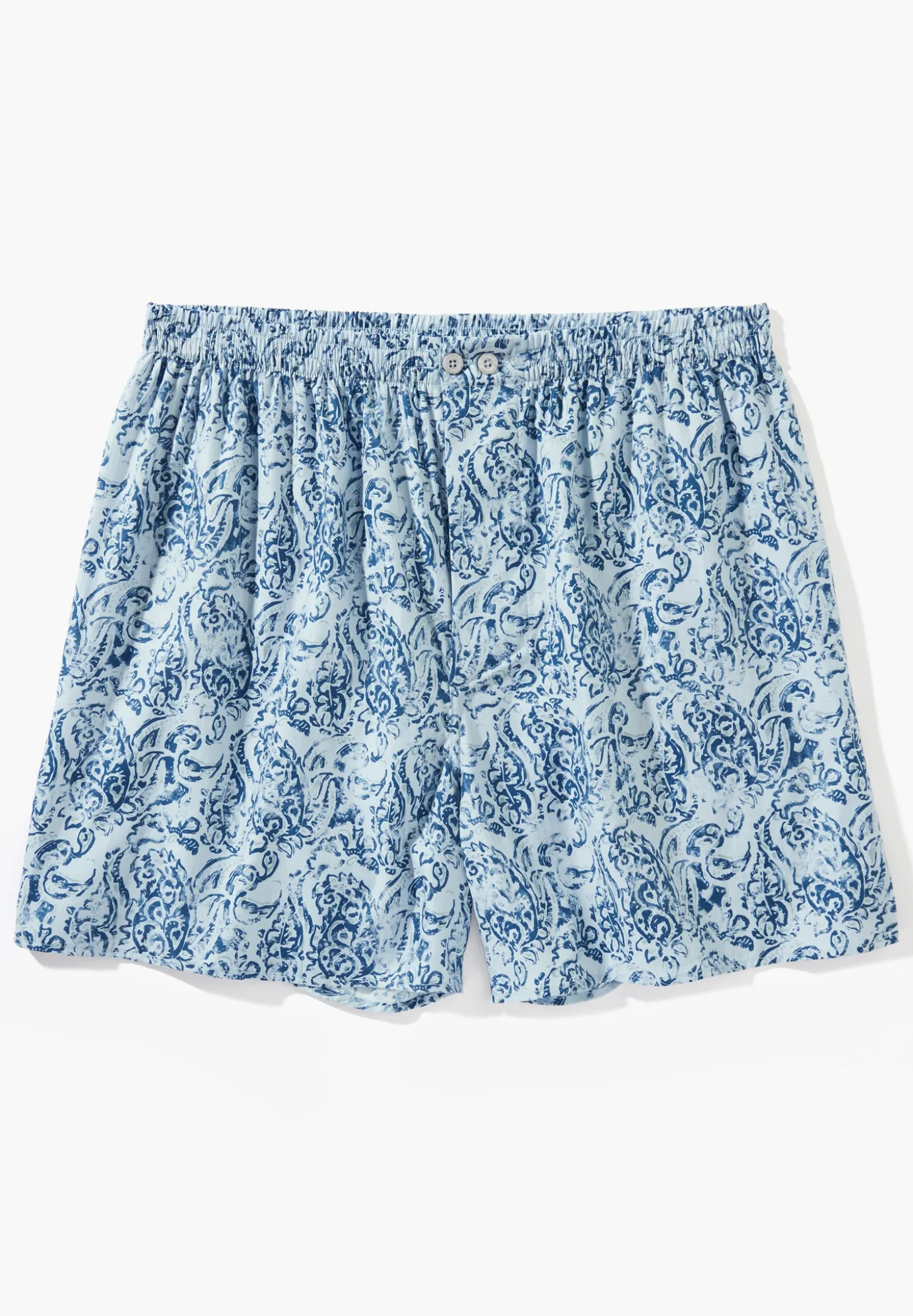 Homme Zimmerli Cotton Sateen PrintBoxer Shorts - paisley blue