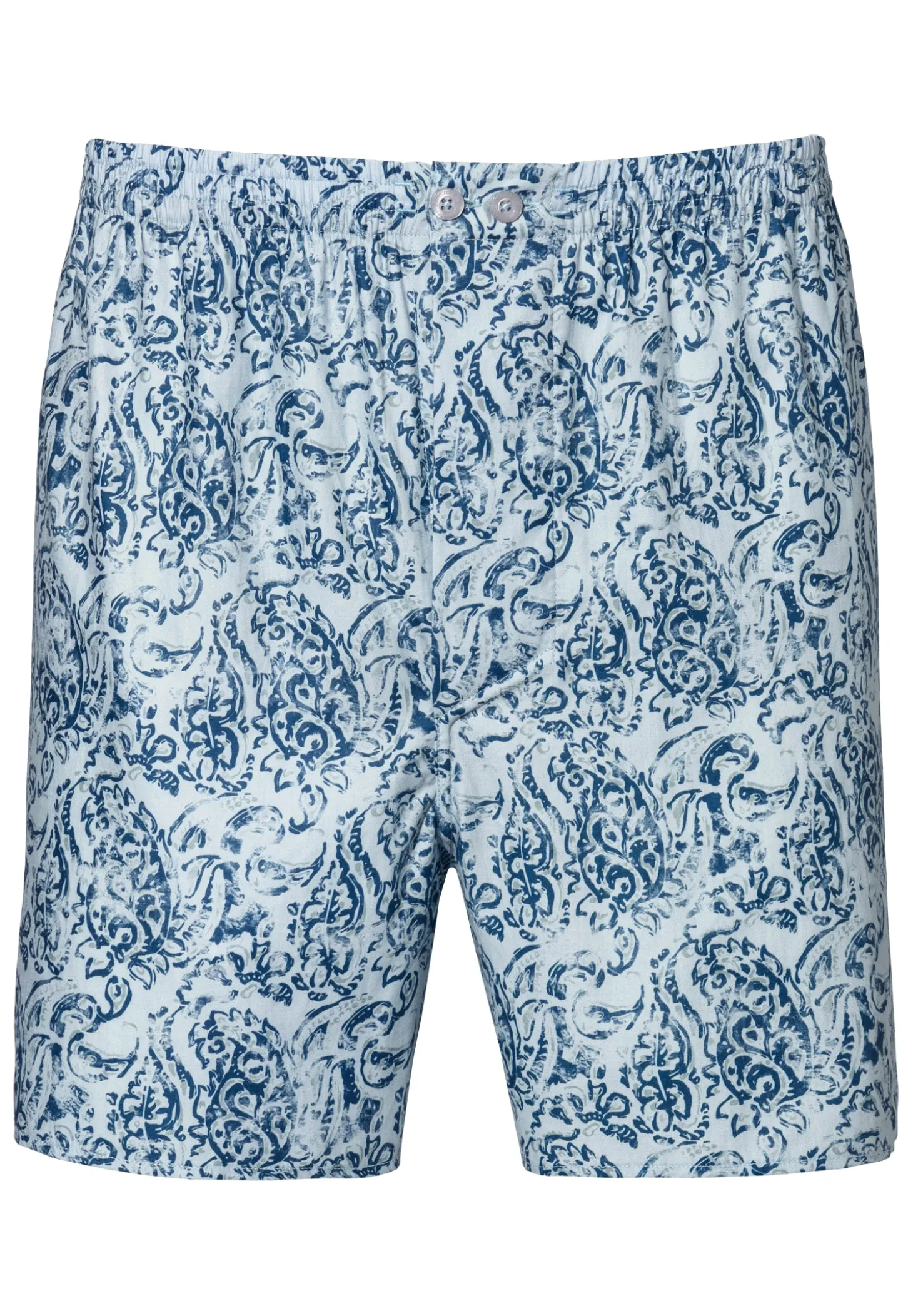 Homme Zimmerli Cotton Sateen PrintBoxer Shorts - paisley blue