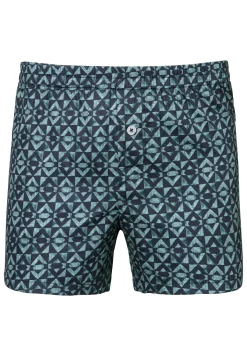 Homme Zimmerli Cotton Sateen PrintBoxer Shorts - geo blues
