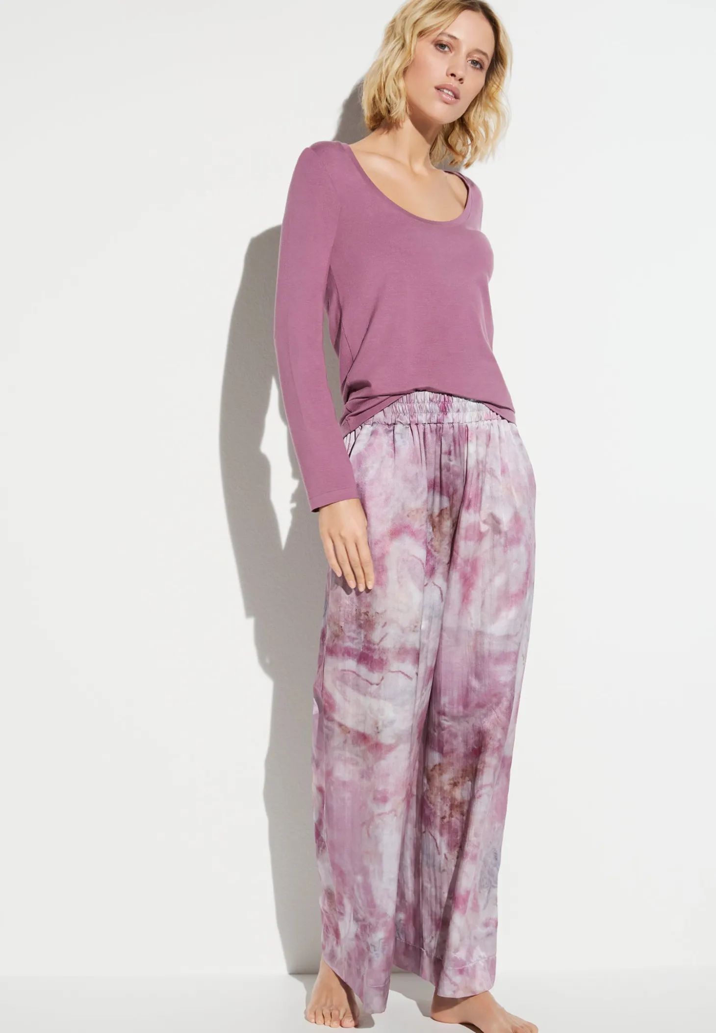 Femme Zimmerli Cotton/Silk PrintPantalon - shades of marble