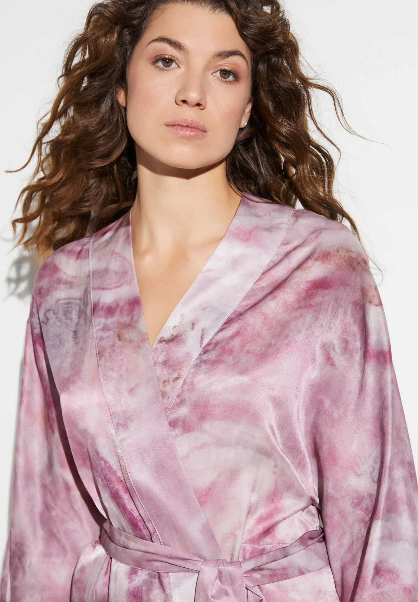 Femme Zimmerli Cotton/Silk PrintRobe de chambre longue - shades of marble