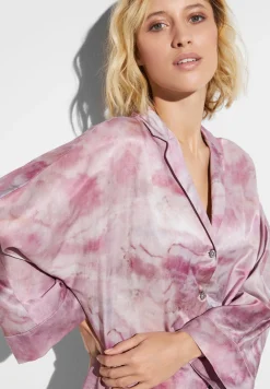 Femme Zimmerli Cotton/Silk PrintTee-shirt de nuit manches longues - shades of marble