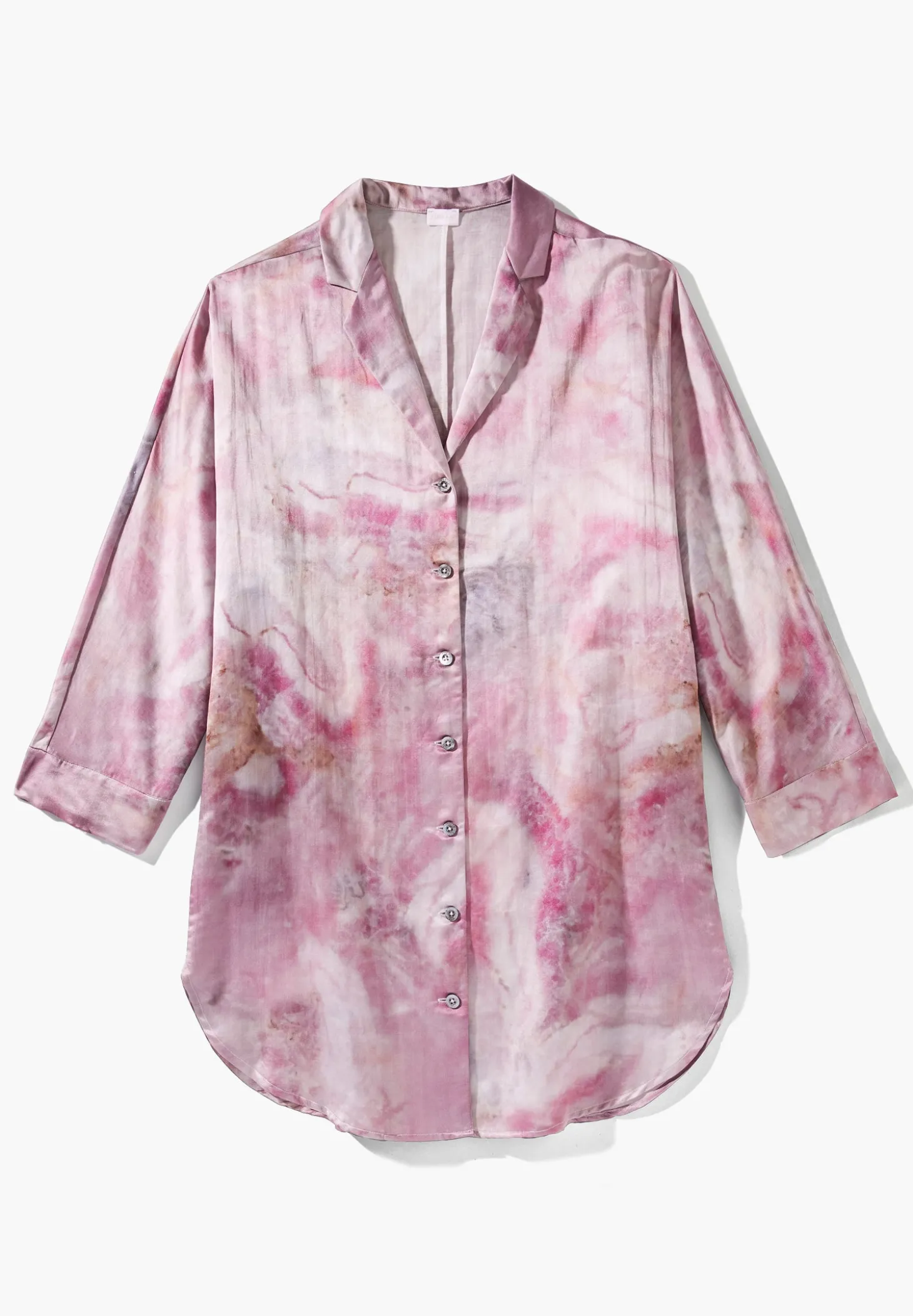 Femme Zimmerli Cotton/Silk PrintTee-shirt de nuit manches longues - shades of marble
