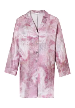 Femme Zimmerli Cotton/Silk PrintTee-shirt de nuit manches longues - shades of marble