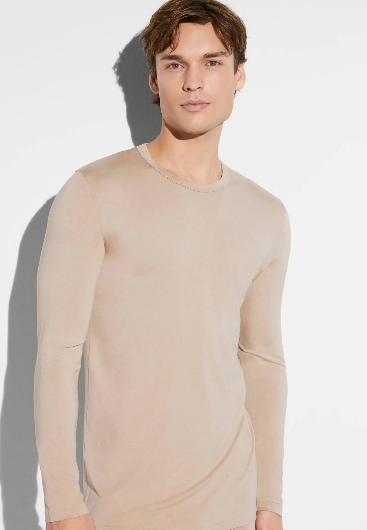 Homme Zimmerli Cozy ComfortT-Shirt à manches longues - travertin