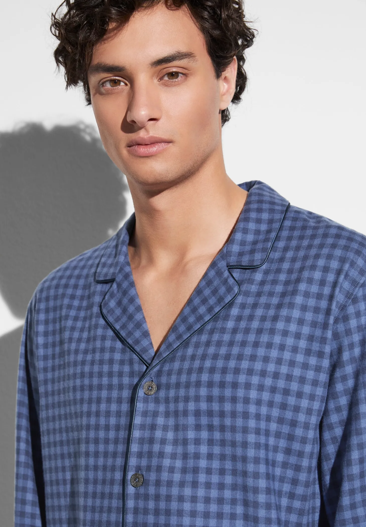 Homme Zimmerli Cozy FlannelPyjama longues - blue check