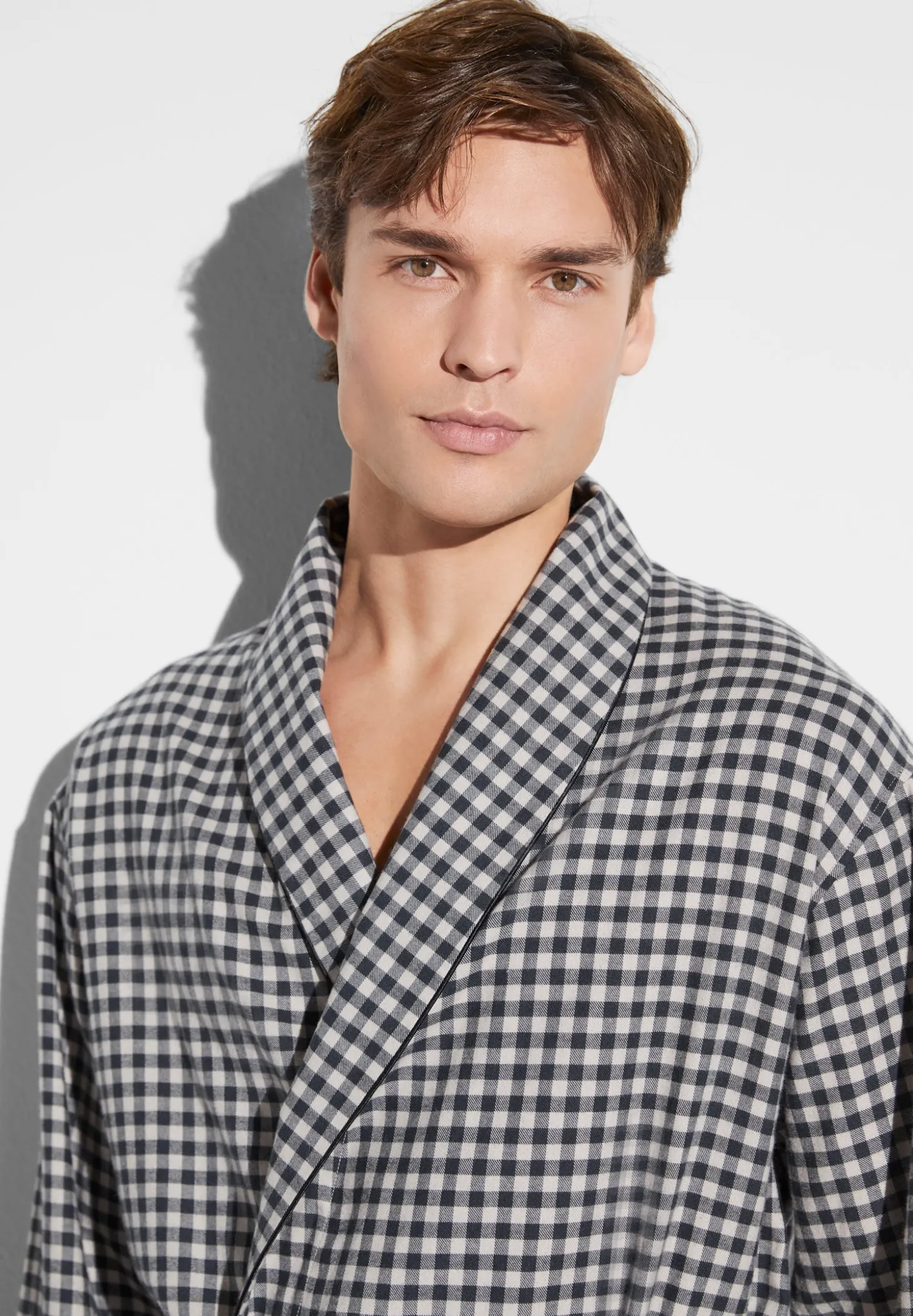 Homme Zimmerli Cozy FlannelRobe de chambre longue - oat check