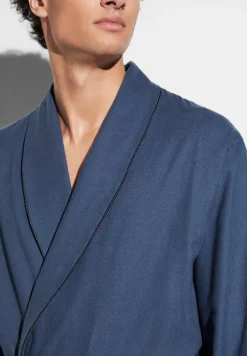 Homme Zimmerli Cozy FlannelRobe de chambre longue - navy