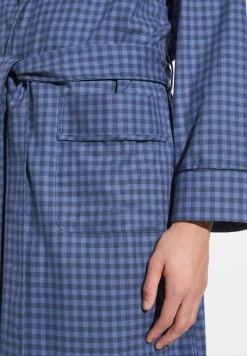 Homme Zimmerli Cozy FlannelRobe de chambre longue - blue check