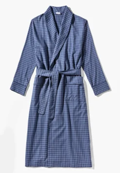 Homme Zimmerli Cozy FlannelRobe de chambre longue - blue check
