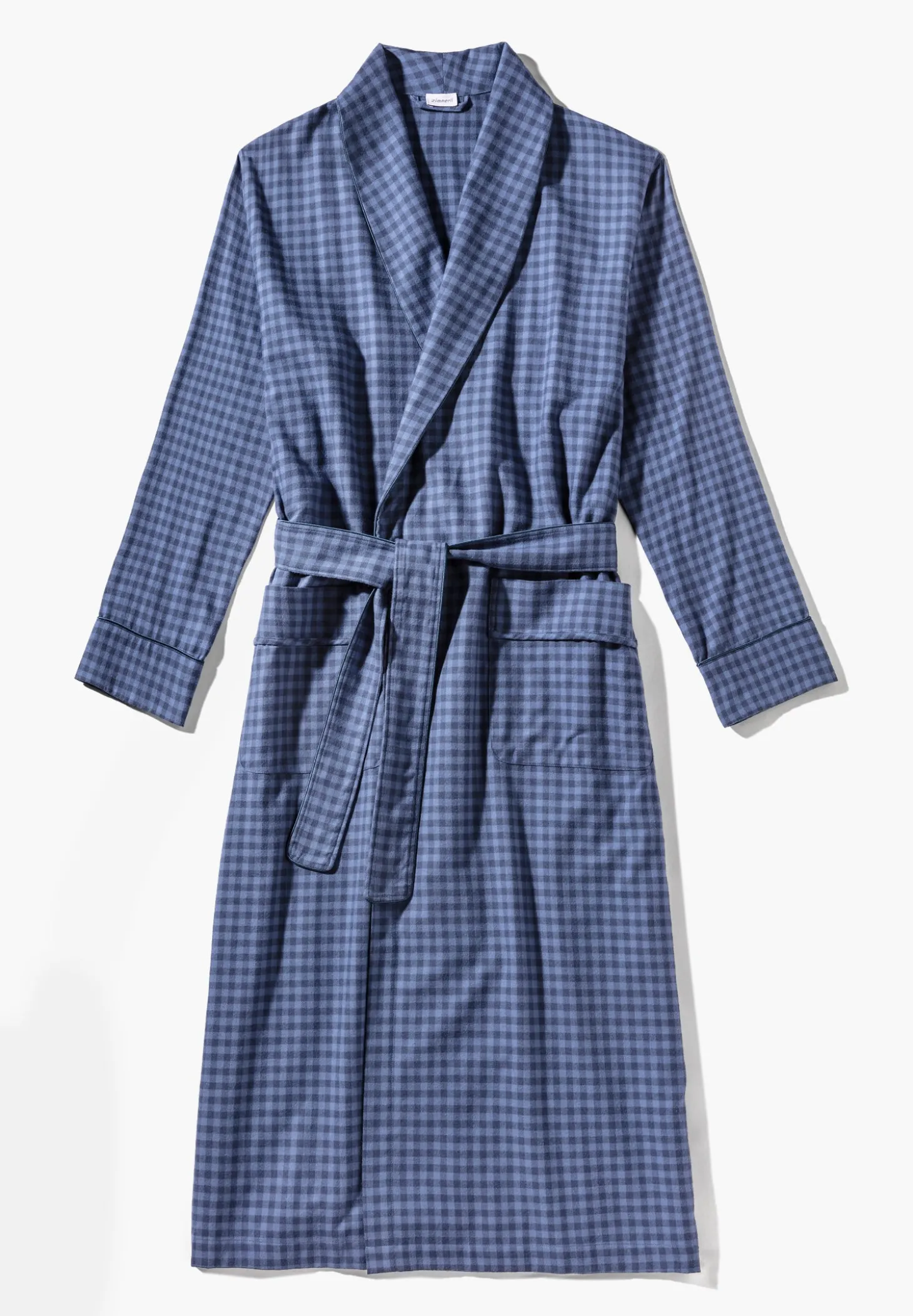 Homme Zimmerli Cozy FlannelRobe de chambre longue - blue check