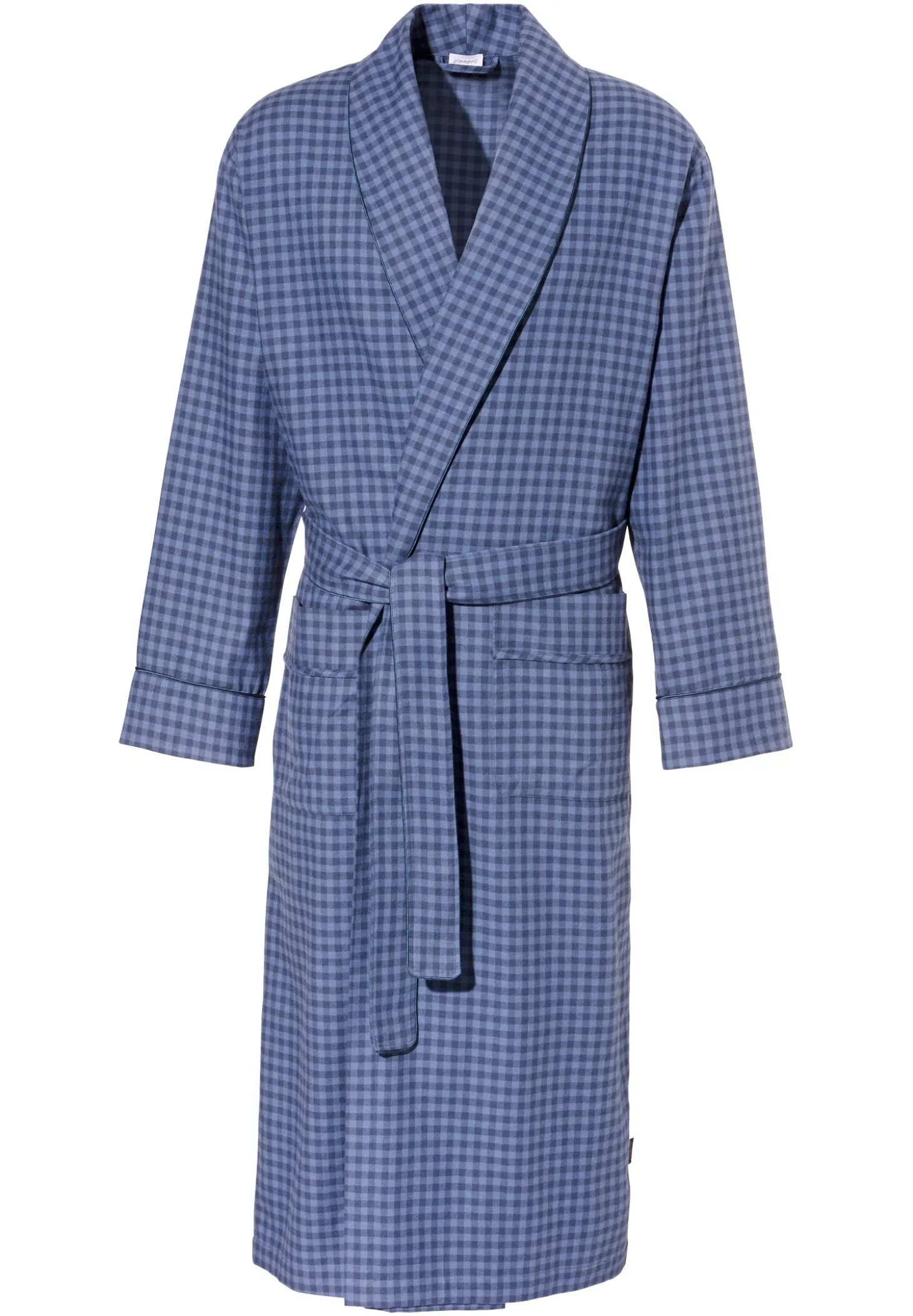 Homme Zimmerli Cozy FlannelRobe de chambre longue - blue check