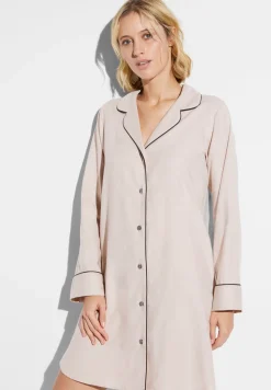 Femme Zimmerli Cozy FlannelTee-shirt de nuit manches longues - oat