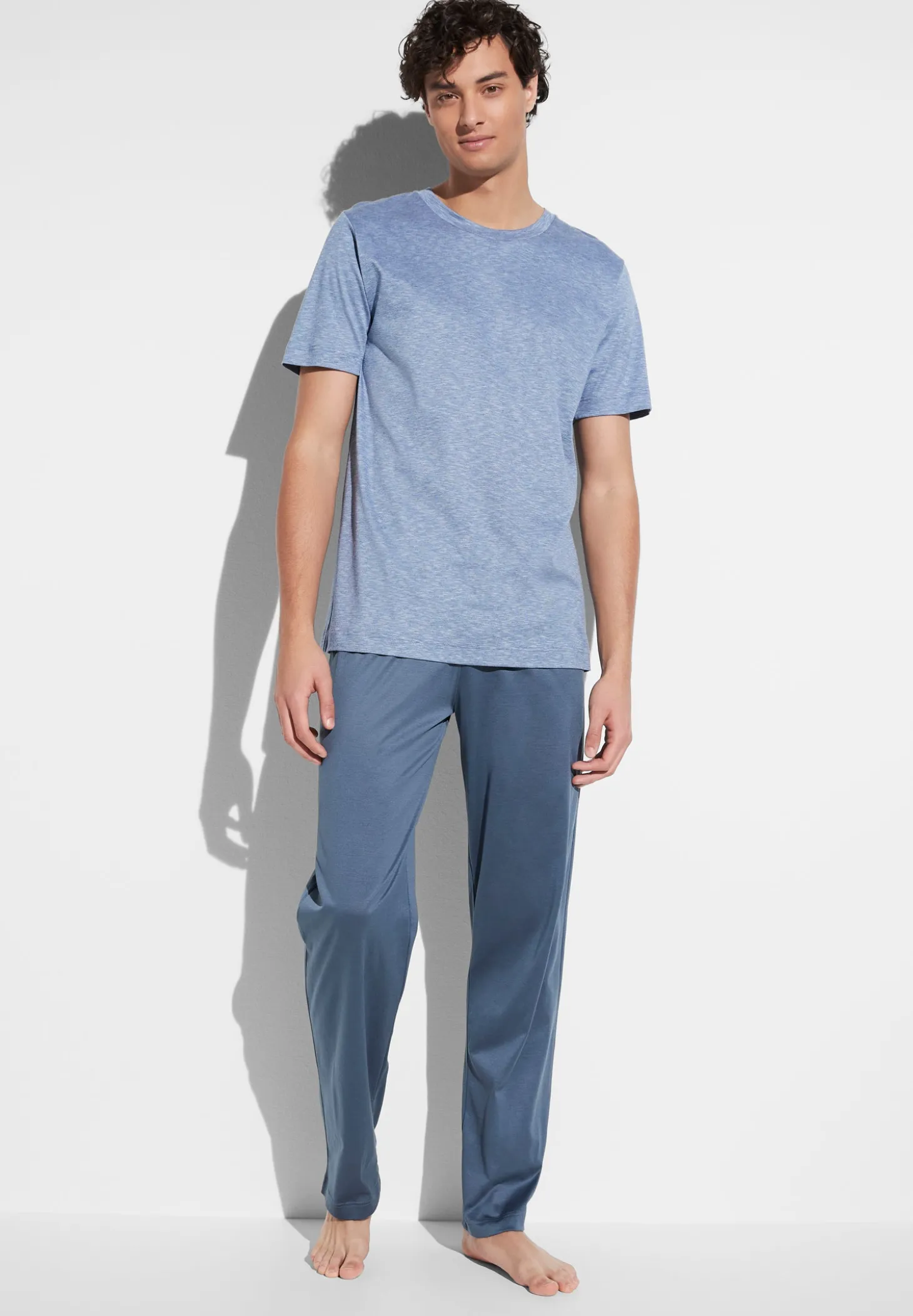 Homme Zimmerli FilodiscoziaPyjama longue à manches courtes - blue
