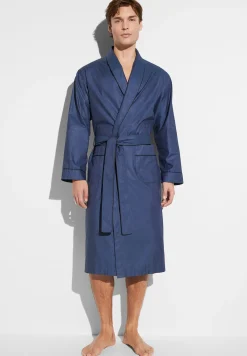 Homme Zimmerli Luxury JacquardMorgenmantel lang - dark blue