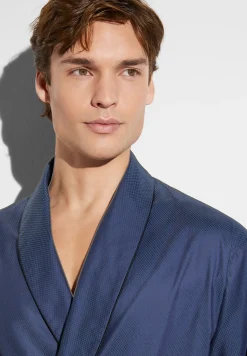 Homme Zimmerli Luxury JacquardMorgenmantel lang - dark blue