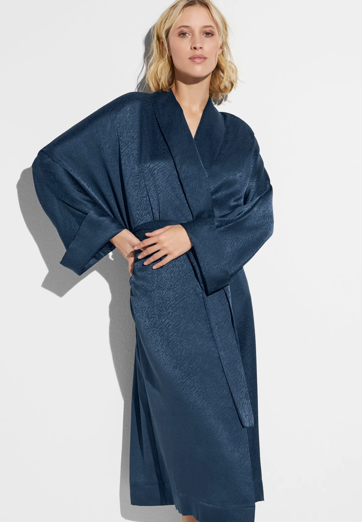 Femme Zimmerli Luxury SilkRobe de chambre longue - midnight navy
