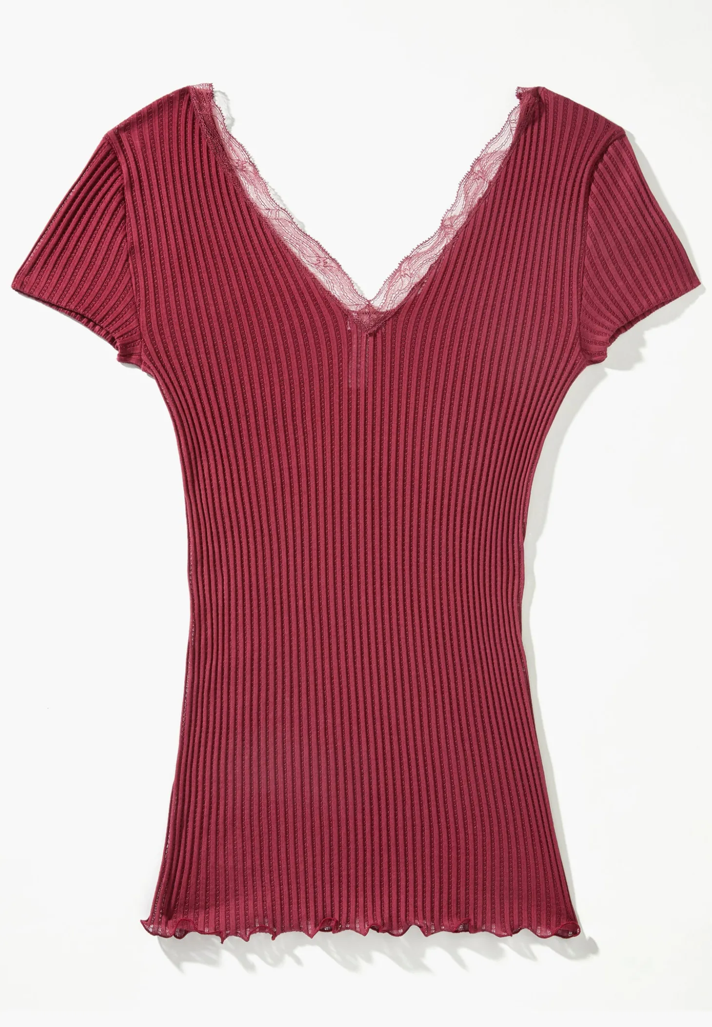 Femme Zimmerli Maude PrivéT-Shirt à manches courtes col en V - cranberry