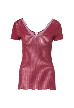 Femme Zimmerli Maude PrivéT-Shirt à manches courtes col en V - cranberry