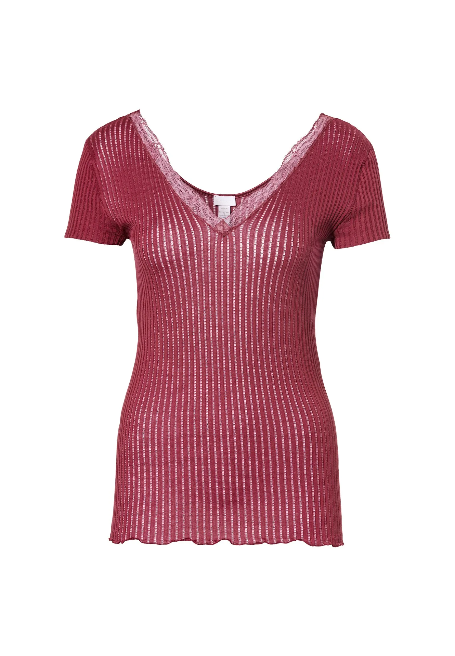 Femme Zimmerli Maude PrivéT-Shirt à manches courtes col en V - cranberry