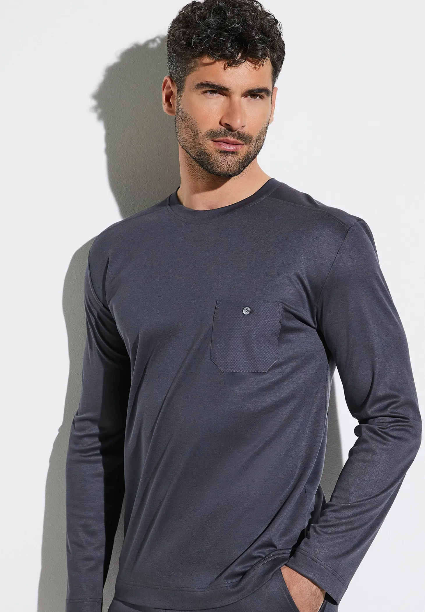 Homme Zimmerli Modern LoungeT-Shirt à manches longues - phantom