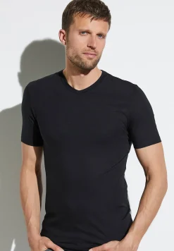Homme Zimmerli PurenessT-Shirt à manches courtes col en V - black