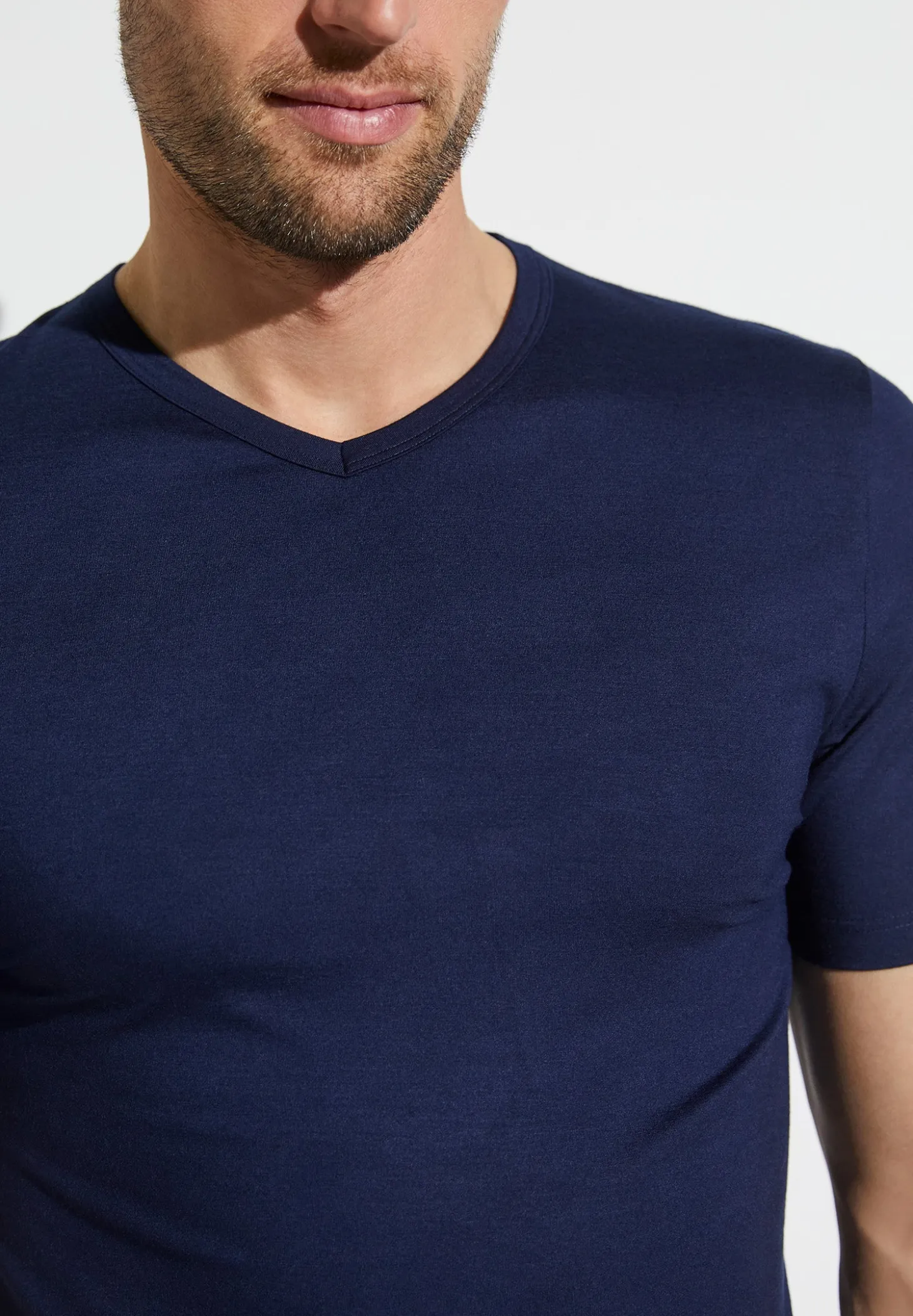 Homme Zimmerli PurenessT-Shirt à manches courtes col en V - navy