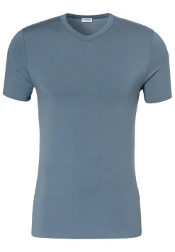 Homme Zimmerli PurenessT-Shirt à manches courtes col en V - blue slate