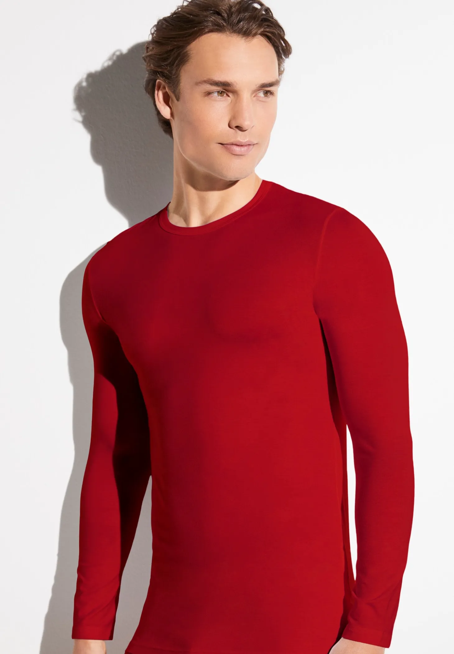 Homme Zimmerli PurenessT-Shirt à manches longues - rouge