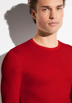 Homme Zimmerli PurenessT-Shirt à manches longues - rouge