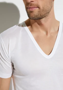Homme Zimmerli Royal ClassicT-Shirt à manches courtes col en V - blancSuper fins
