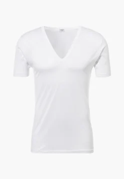 Homme Zimmerli Royal ClassicT-Shirt à manches courtes col en V - blancSuper fins