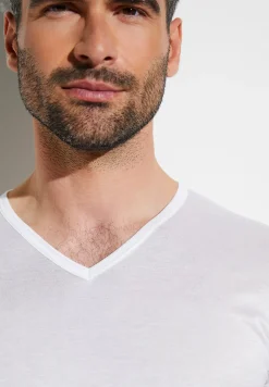 Homme Zimmerli Royal ClassicT-Shirt à manches courtes col en V - blancSuper fins