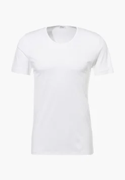 Homme Zimmerli Sea IslandT-Shirt à manches courtes, col rond fin - blanc