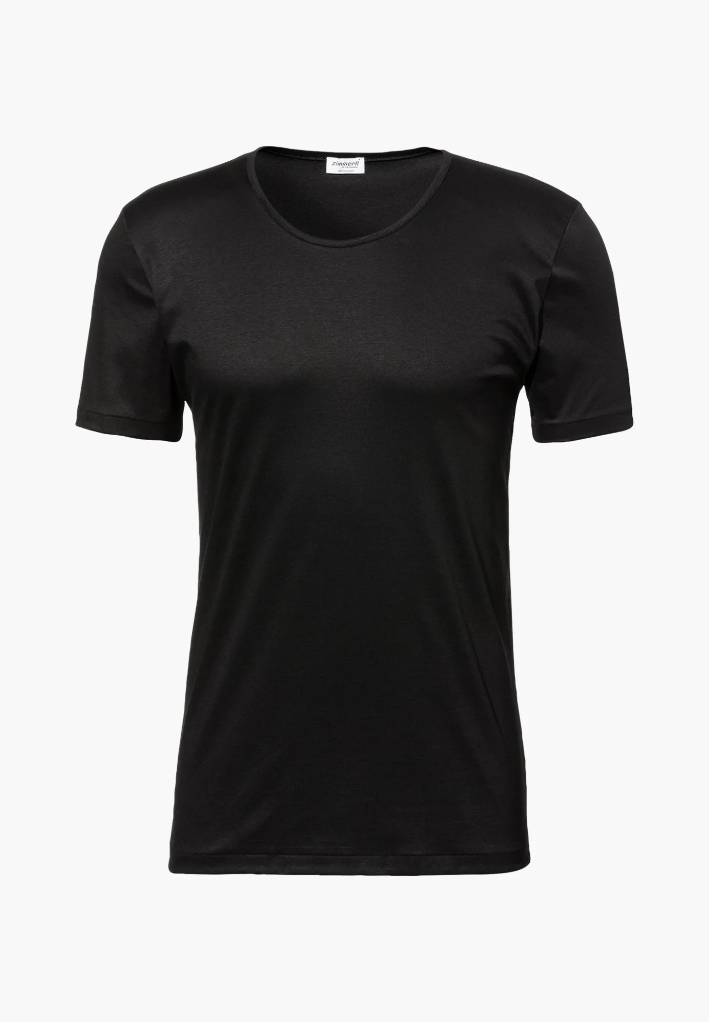 Homme Zimmerli Sea IslandT-Shirt à manches courtes, col rond fin - noir