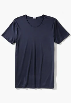 Homme Zimmerli Sea IslandT-Shirt à manches courtes, col rond fin - navy