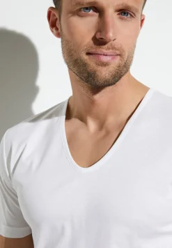 Homme Zimmerli Sea IslandT-Shirt à manches courtes col en V - white
