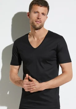 Homme Zimmerli Sea IslandT-Shirt à manches courtes col en V - black
