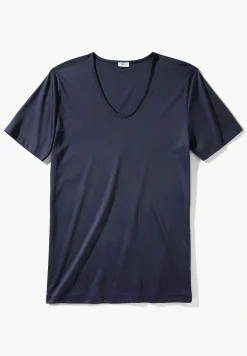 Homme Zimmerli Sea IslandT-Shirt à manches courtes col en V - navy