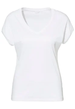 Femme Zimmerli Sea IslandT-Shirt à manches courtes col en V - white