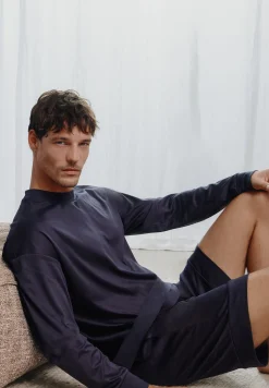 Homme Zimmerli Sea IslandT-Shirt à manches longues - navy