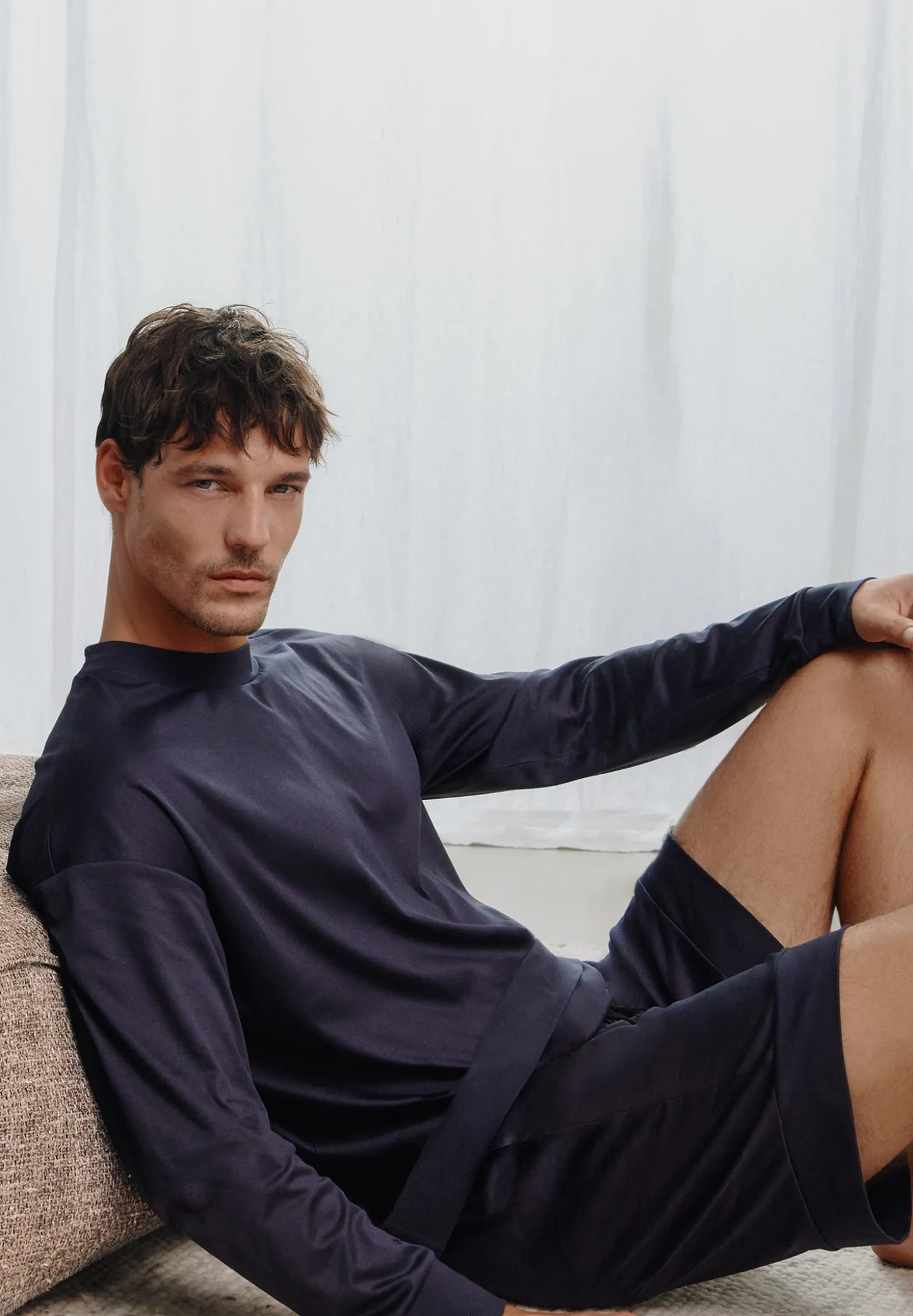 Homme Zimmerli Sea IslandT-Shirt à manches longues - navy