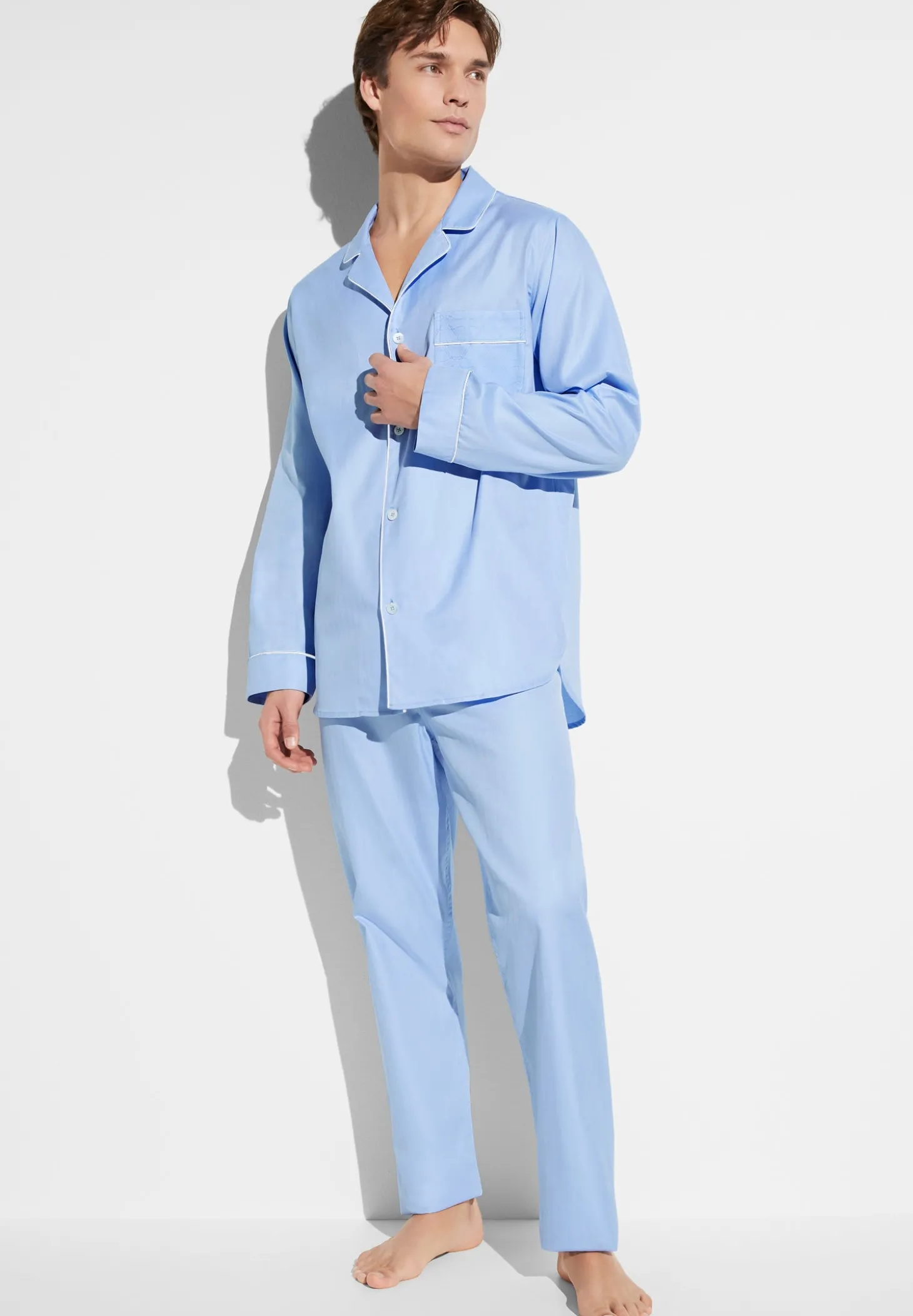 Homme Zimmerli Sea Island WovenPyjama longues - blue