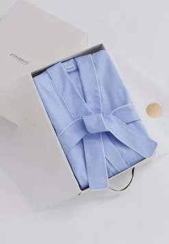 Homme Zimmerli Sea Island WovenRobe de chambre longue - blue